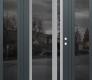 Modern Steel Front Door Diamond C15 60" x 80" anthracite/anthracite mirrored Glass Panel stainless steel LHI with 2 Sidelites mirrored Glass