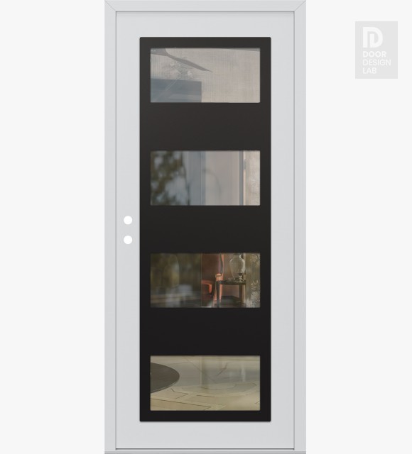 Modern Steel Front Door Diamond C2 36" x 80" white/white clear Glass Panel black RHI