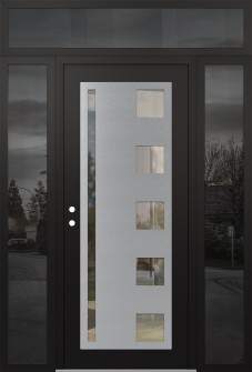 Diamond C3 60" x 96" black/black clear Glass Panel stainless steel RHI with 2 Sidelites and Transom mirrored Glass