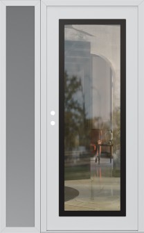 Diamond C1 50" x 80" white/white clear Glass Panel black RHI with Sidelite frosted Glass