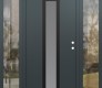 Modern Steel Front Door DIAMOND A11 60" X 80" ANTHRACITE/ANTHRACITE FROSTED GLASS PANEL BLACK LHI WITH 2 SIDELITES CLEAR GLASS