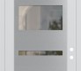 Modern Steel Front Door Diamond C10 36" x 96" white/white clear Glass Panel stainless steel LHI with Transom mirrored Glass
