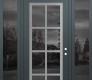 Modern Steel Front Door Diamond C16 60" x 96" anthracite/anthracite mirrored Glass Panel stainless steel LHI with 2 Sidelites and Transom mirrored Glass