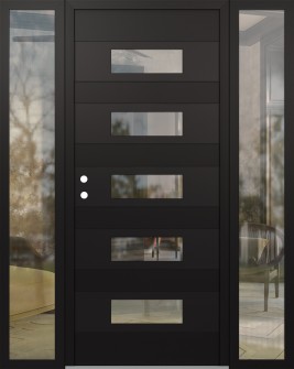 Diamond D5 64" x 80" black/black clear Glass Panel black RHI with 2 Sidelites clear Glass