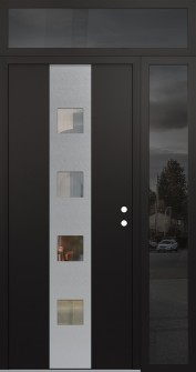 DIAMOND A12 50" X 96" BLACK/BLACK CLEAR GLASS PANEL STAINLESS STEEL LHI WITH SIDELITE AND TRANSOM MIRRORED GLASS