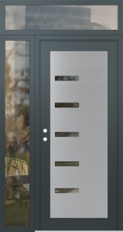 Diamond C8 50" x 96" anthracite/anthracite clear Glass Panel stainless steel RHI with Sidelite and Transom clear Glass