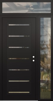 Diamond C11 52" x 96" black/black clear Glass Panel black LHI with Sidelite and Transom clear Glass