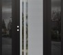 Modern Steel Front Door Diamond C6 68" x 80" black/black clear Glass Panel stainless steel RHI with 2 Sidelites mirrored Glass
