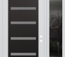 Modern Steel Front Door Diamond C7 52" x 96" white/white frosted Glass Panel black LHI with Sidelite and Transom mirrored Glass