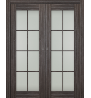 Palladio 8 Lite Vetro Gray Oak Double pocket doors