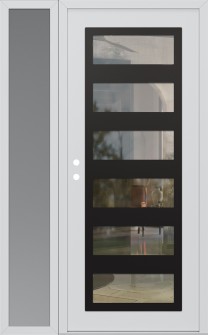 Diamond C9 52" x 80" white/white clear Glass Panel black RHI with Sidelite frosted Glass