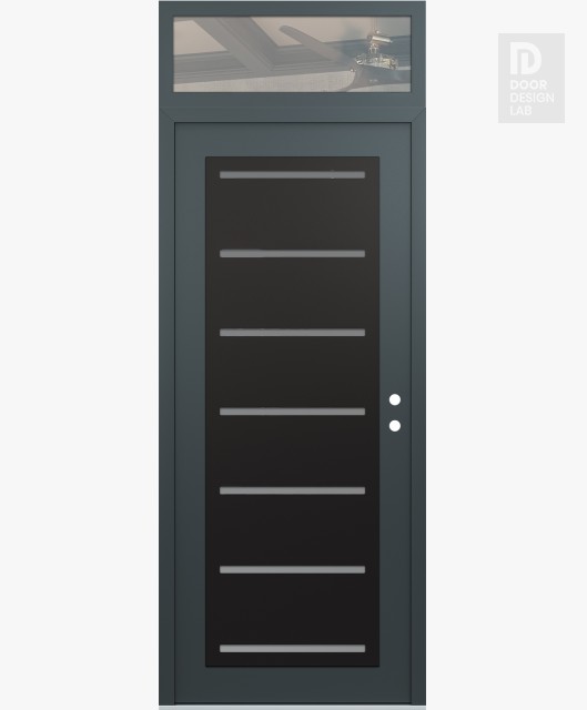 Modern Steel Front Door Diamond C11 36" x 96" anthracite/anthracite frosted Glass Panel black LHI with Transom clear Glass