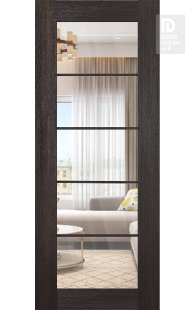 DOOR SLAB AVON 5 LITE CLEAR VETRO VERALINGA OAK 32" X 84" X 1 3/4" TEMPERED CLEAR GLASS