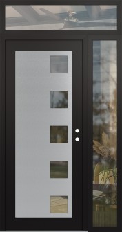 Diamond C5 50" x 96" black/black clear Glass Panel stainless steel LHI with Sidelite and Transom clear Glass