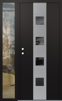 DIAMOND A12 48" X 80" BLACK/BLACK MIRRORED GLASS PANEL STAINLESS STEEL RHI WITH SIDELITE CLEAR GLASS