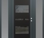 Modern Steel Front Door Diamond C10 64" x 80" anthracite/anthracite mirrored Glass Panel black LHI with 2 Sidelites frosted Glass