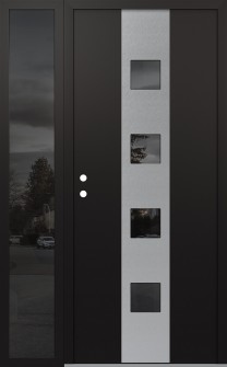 DIAMOND A12 52" X 80" BLACK/BLACK MIRRORED GLASS PANEL STAINLESS STEEL RHI WITH SIDELITE MIRRORED GLASS