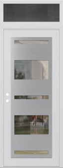 Diamond C10 36" x 96" white/white clear Glass Panel stainless steel RHI with Transom mirrored Glass