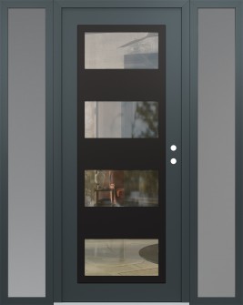 Diamond C2 60" x 80" anthracite/anthracite clear Glass Panel black LHI with 2 Sidelites frosted Glass