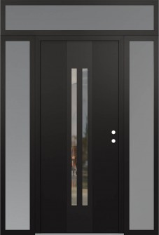 DIAMOND A8 64" X 96" BLACK/BLACK CLEAR GLASS PANEL BLACK LHI WITH 2 SIDELITES AND TRANSOM FROSTED GLASS