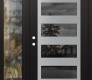 Modern Steel Front Door Diamond C9 50" x 80" black/black mirrored Glass Panel stainless steel RHI with Sidelite clear Glass
