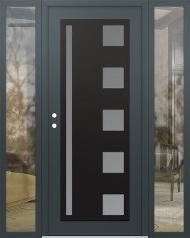 Diamond C3 60" x 80" anthracite/anthracite frosted Glass Panel black RHI with 2 Sidelites clear Glass