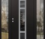 Modern Steel Front Door DIAMOND A9 68" X 80" BLACK/BLACK MIRRORED GLASS PANEL STAINLESS STEEL RHI WITH 2 SIDELITES CLEAR GLASS