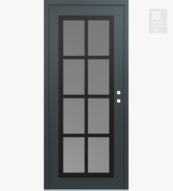 Modern Steel Front Door Diamond C16 36" x 80" anthracite/anthracite frosted Glass Panel black LHI