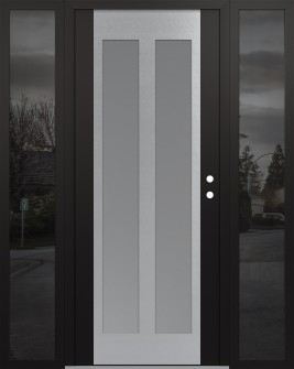 Diamond C14 60" x 80" black/white frosted Glass Panel stainless steel LHI with 2 Sidelites mirrored Glass