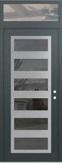 Diamond C9 36" x 96" anthracite/anthracite mirrored Glass Panel stainless steel LHI with Transom clear Glass
