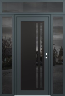 Diamond C6 60" x 96" anthracite/anthracite mirrored Glass Panel black LHI with 2 Sidelites and Transom mirrored Glass