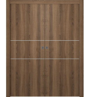 Optima 2H Pecan Nutwood Double pocket doors