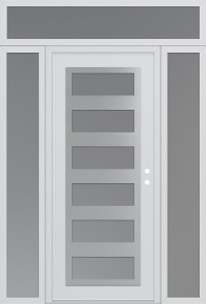 Diamond C9 68" x 96" white/white frosted Glass Panel stainless steel LHI with 2 Sidelites and Transom frosted Glass