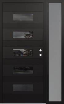 Diamond D5 52" x 80" black/black mirrored Glass Panel black LHI with Sidelite frosted Glass