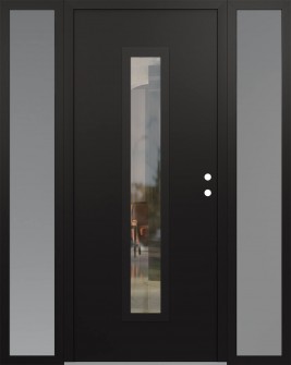 DIAMOND A11 68" X 80" BLACK/BLACK CLEAR GLASS PANEL BLACK LHI WITH 2 SIDELITES FROSTED GLASS