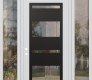 Modern Steel Front Door Diamond C10 64" x 96" white/white clear Glass Panel black RHI with 2 Sidelites and Transom clear Glass