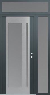 Diamond C15 50" x 96" anthracite/anthracite frosted Glass Panel stainless steel LHI with Sidelite and Transom frosted Glass