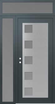 Diamond C5 48" x 96" anthracite/anthracite frosted Glass Panel stainless steel RHI with Sidelite and Transom frosted Glass