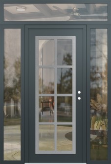 Diamond C16 64" x 96" anthracite/anthracite clear Glass Panel stainless steel LHI with 2 Sidelites and Transom clear Glass