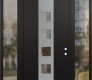 Modern Steel Front Door DIAMOND A13 68" X 96" BLACK/BLACK CLEAR GLASS PANEL STAINLESS STEEL LHI WITH 2 SIDELITES AND TRANSOM CLEAR GLASS