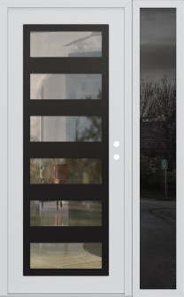 Diamond C9 48" x 80" white/white clear Glass Panel black LHI with Sidelite mirrored Glass