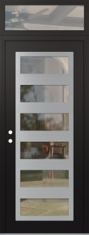Diamond C9 36" x 96" black/black clear Glass Panel stainless steel RHI with Transom clear Glass
