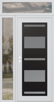 Diamond C10 50" x 96" white/white frosted Glass Panel black RHI with Sidelite and Transom clear Glass