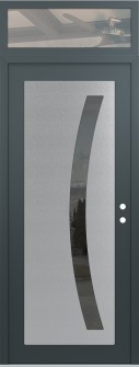 Diamond C4 36" x 96" anthracite/anthracite mirrored Glass Panel stainless steel LHI with Transom clear Glass