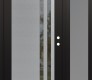 Modern Steel Front Door Diamond C6 50" x 80" black/black clear Glass Panel stainless steel LHI with Sidelite frosted Glass