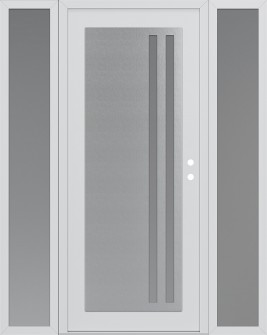 Diamond C6 68" x 80" white/white frosted Glass Panel stainless steel LHI with 2 Sidelites frosted Glass