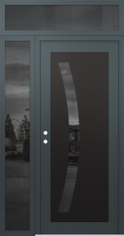 Diamond C4 52" x 96" anthracite/anthracite mirrored Glass Panel black RHI with Sidelite and Transom mirrored Glass