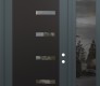 Modern Steel Front Door Diamond C8 52" x 96" anthracite/anthracite clear Glass Panel black LHI with Sidelite and Transom mirrored Glass