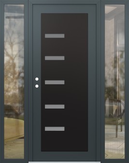 Diamond C8 68" x 80" anthracite/anthracite frosted Glass Panel black RHI with 2 Sidelites clear Glass