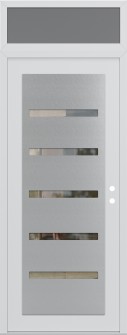 Diamond C7 36" x 96" white/white clear Glass Panel stainless steel LHI with Transom frosted Glass